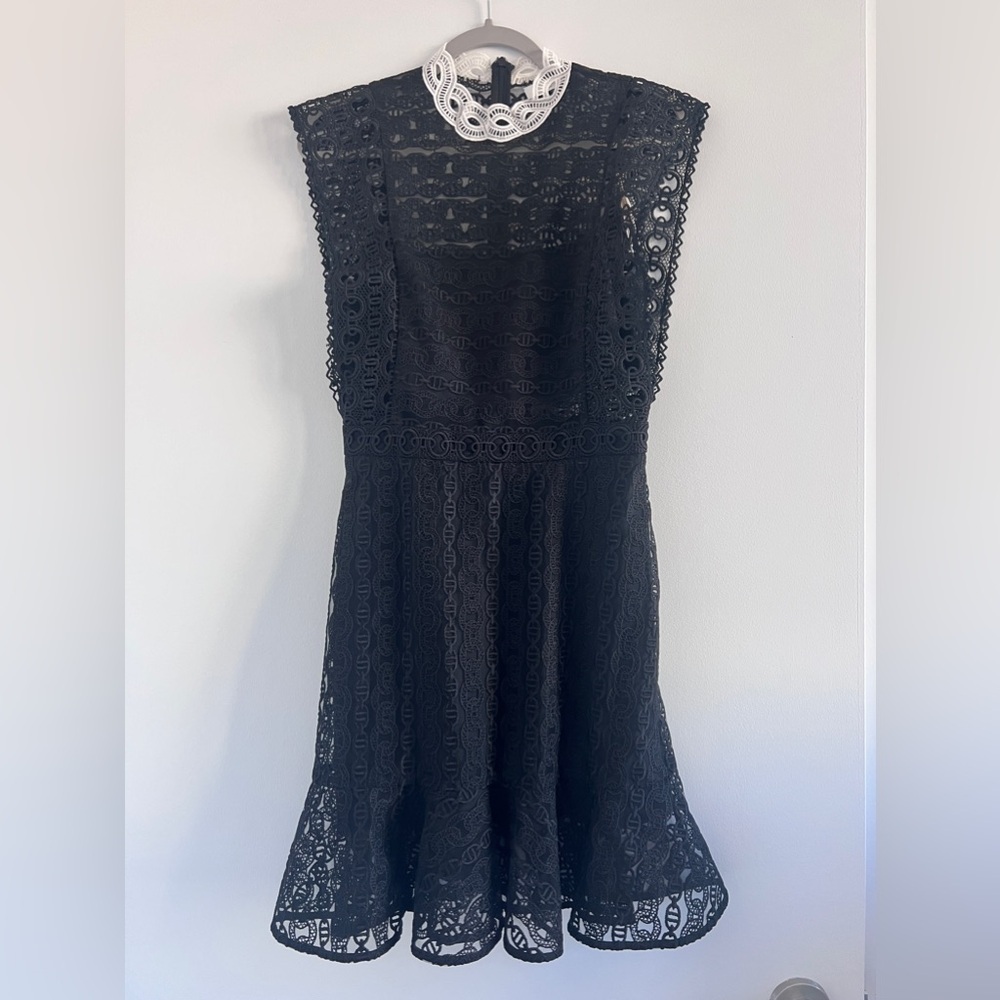 Sandro Lace Mini Dress with Contrasting Collar